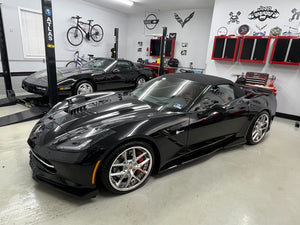 Close-up of chrome deep lip and barrel on forged wheel for Corvette C7 Z51, premium machining, design your own wheels