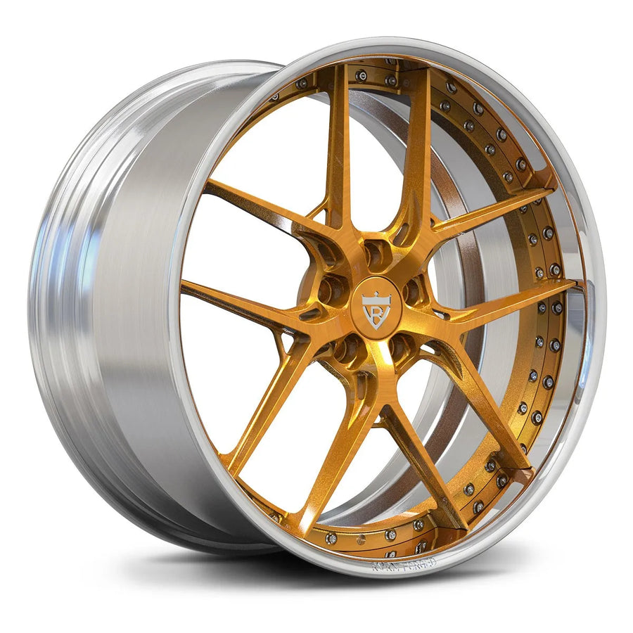 Brushed Dark Gold RV-DR08 forged rim with deep dish design, offering an elite stance for Porsche Panamera.