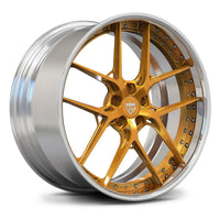 Brushed Dark Gold RV-DR08 forged rim with deep dish design, offering an elite stance for Porsche Panamera.