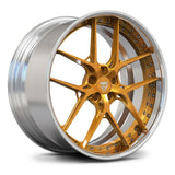 Brushed Dark Gold RV-DR08 forged rim with deep dish design, offering an elite stance for Porsche Panamera.