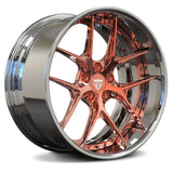 Bespoke Chrome and Polish Rose Gold RV-DR08 forged wheel, a unique performance choice for Porsche Taycan.