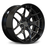 RV-DR08D custom forged wheel for Cadillac Escalade builds, shown in gloss black and black chrome with a 6-lug Y-spoke design and deep lip.