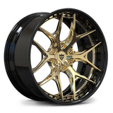 Frozen gold and gloss black RV-DR08D wheel for Cadillac Escalade styling, featuring a 6-lug Y-spoke face, deep concavity and deep lip.