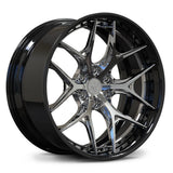 Gloss black and chrome RV-DR08D forged wheel for a Cadillac Escalade application, featuring a sharp Y-spoke face and deep concave styling.