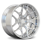 Polished RV-DR08D 6-lug forged wheel for Cadillac Escalade applications, showing the Y-spoke face, deep concave profile and stepped outer lip.