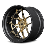 RVRN RV-DR08D CF carbon fiber deep dish wheel with frozen gold center
