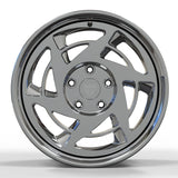 Front detail of an RV-DR155 chrome directional forged wheel showing the deep lip and 3-piece wheel architecture.