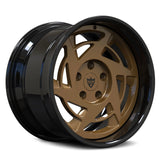 RV-DR155 gloss black and bronze directional wheel with a deep lip profile and layered 3-piece rim design.