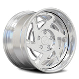RV-DR155 polished and brushed directional forged wheel showing the deep lip profile and multi-piece rim structure.