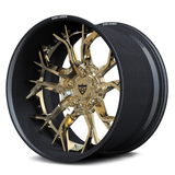 RVRN RV-DR16 CF carbon fiber multi-spoke deep dish forged wheel with frozen gold center