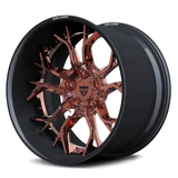 RVRN RV-DR16 CF carbon fiber multi-spoke deep dish forged wheel with rose gold center