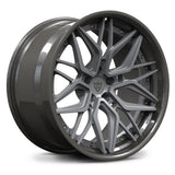 RV-DR19 gloss dark gunmetal and gray 2-piece forged wheel with multi-spoke design for performance sedans and coupes
