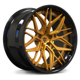 RV-DR19 gloss black and brushed gold multi-spoke forged wheel for high-performance cars and dodge charger/challenger builds