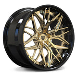 RV-DR19 gloss black with polished fronze-gold lip 2-piece forged wheel for BMW M3/M4 and modified performance cars