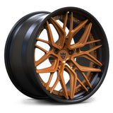 RV-DR19 matte black with brushed bronze lip 2-piece forged wheel for sports cars and street performance applications