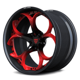 RV-DS016 CF carbon fiber forged wheel with black to red gradient center finish