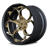 RV-DS016 CF carbon fiber forged wheel with polished frozen gold center