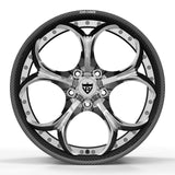 RVRN RV-DS016 CF genuine carbon fiber petal 5-spoke forged wheel with polished center for performance sports cars