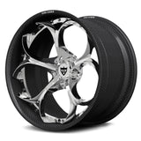 RVRN RV-DS016 CF real carbon fiber petal 5-spoke forged wheel with polished center and black logo