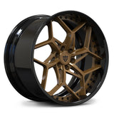 Cadillac 6-lug forged wheel with gloss black barrel, bronze Y-spoke face and deep lip