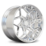 Polished Cadillac 6-lug forged wheel with Y-spoke face and deep dish construction