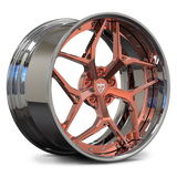 Detailed view of the slight concave profile on RV-DV04 Rose Gold forged wheel, optimized for BMW M8 clearance.