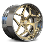 RV-DV04 2-piece forged wheel in Polish Frozen Gold and Chrome finish, a luxurious performance choice for BMW M3.