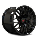 RV-MB02 monoblock forged mesh wheel gloss black finish side profile for BMW performance cars