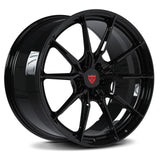 Bentley Continental GT custom forged wheels in gloss black 10-spoke design, RV-MB082 monoblock.