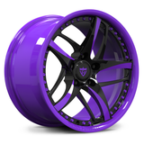 RV-MC36 Forged Monoblock Wheel, Purple and Black Spokes with Purple Rim