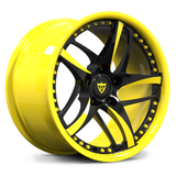 RV-MC36 Custom Forged Monoblock Wheel in Yellow and Black with Black Rim