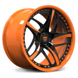 RV-MC36 Custom Forged Wheel, Wister Orange and Black Spokes with Orange Rim