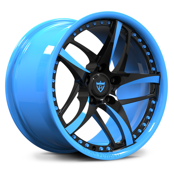 Custom Forged RV-MC36 Monoblock Wheel Rapid Blue - Transparent Background