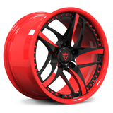 RV-MC36 Custom Forged Wheel, Red and Black Spokes with Red Rim