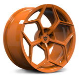 RV-MC491 custom Y-spoke forged wheel in Amplify Orange finish by RVRN Wheels