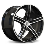 RV-MD06 custom Dodge Charger forged wheel with gloss black finish, polished spoke accents and a five-spoke concave face.