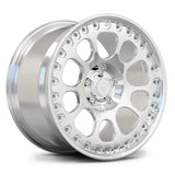 A fully polished RV-MF03 monoblock wheel emphasizing the raw beauty of forged 6061-T6 aluminum and aero engineering.