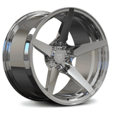 RV-MF14 all-chrome forged 1-piece wheel with deep-concave 5-spoke design for performance cars