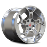 RV-MG04 custom forged Mustang wheel with classic 5-spoke monoblock performance design in bright silver