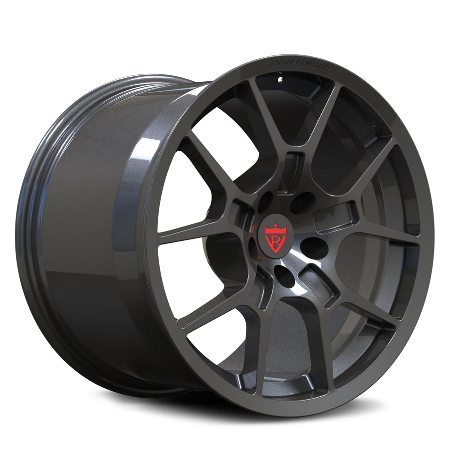 RV-MG05 custom forged Mustang wheel showing deep concave profile and lightweight monoblock construction
