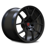 RV-MG05 matte black Mustang GT forged wheel with aggressive motorsport-inspired split-spoke design