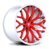 Alternative view of RV-MG122 White and Red forged wheel, showcasing the deep Y-spoke architecture.