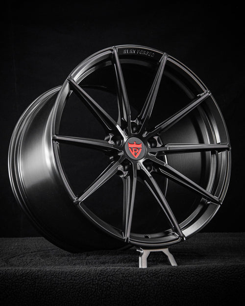 RV-MJ02 satin black forged wheel for Corvette C7 Grand Sport in 19x10 and 20x12 setup