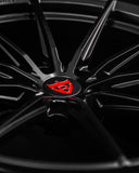 Close-up of RV-MJ02 forged wheel showing satin black finish and spoke detail