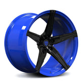 Elkhart Lake Blue and Black RV-MJ201 monoblock forged wheel, optimized for Corvette C8 performance and stance.