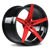 Sleek Gloss Black RV-MJ201 monoblock forged wheel, featuring maximum 5-spoke concavity for Corvette Stingray.