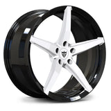 Arctic White RV-ML01 monoblock forged wheel, featuring aggressive 5-spoke concavity for C7 Grand Sport builds.