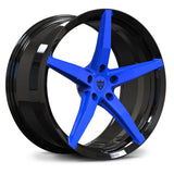 RV-ML01 Laguna Blue concave 5-spoke forged wheel, high-impact aesthetic for Corvette C7 Stingray.