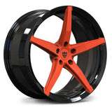 Daytona Sunrise Orange RV-ML01 deep concave forged wheel, designed for heavy-duty performance on C7 Z06.
