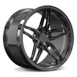 RV-MP03 Black Chrome monoblock forged wheel, lightweight 5-spoke design engineered for Corvette C7 Z06 stance.